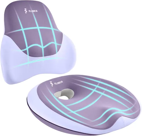 Miniatura 9 de FLORICH Cojín de Asiento con Soporte Lumbar para Silla de Oficina, Soporte de Respaldo Inferior del Automóvil, Almohada Ergonómica para Silla de Gris