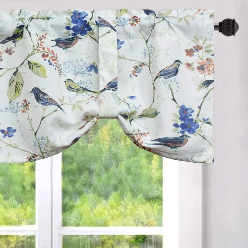 Miniatura 22 de Leeva - Cortinas pequeñas con estampado de pájaros, 24 pulgadas de largo, conjunto de paneles para ventanas, diseño de estampado de pájaros