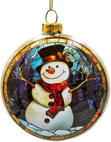 Miniatura 11 de Adorno navideño de cristal de chef de muñeco de nieve alegre