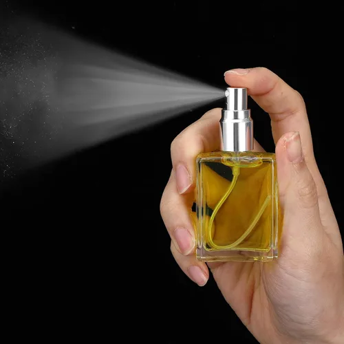 Miniatura 5 de Paquete de 24 botellas de atomizador de niebla fina de vidrio transparente, mini botella de perfume recargable de 0.5 onzas líquidas, botella