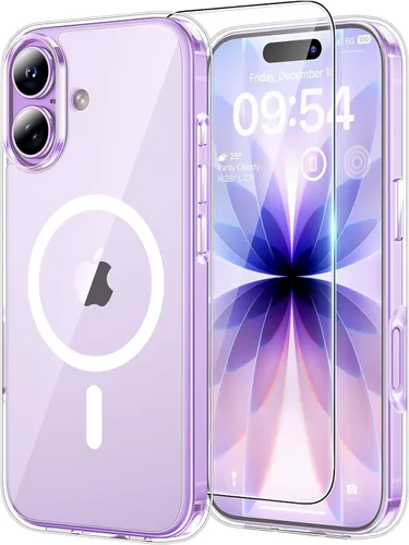 Miniatura 101 de TAURI Funda magnética 2 en 1 transparente para iPhone 14 Pro, compatible con Magsafe [no amarillenta] con protector de pantalla, protección de grado