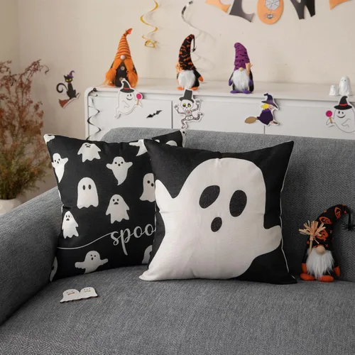 Miniatura 2 de Funda de almohada de Halloween de 12 x 20 pulgadas, diseño de fantasma, acuarela, para Halloween, decoración de almohadas lumbares para exteriores
