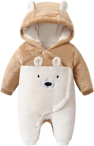 Fairy Baby Traje de nieve para bebé recién nacido, oso enterizo, abrigo cálido de invierno para niñas y niños de 0 a 18 meses