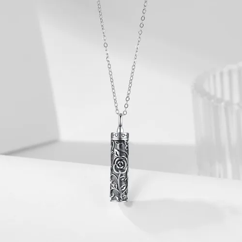 Miniatura 9 de Collar con colgante de urna de cenizas de cremación y árbol de la vida para mujer, plata de ley US1