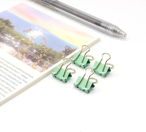 Miniatura 3 de Clips para carpeta verde claro, mini clip de papel, abrazaderas de papel pequeñas de 15mm (5/8 pulgada), paquete de 100 clips de oficina de micro