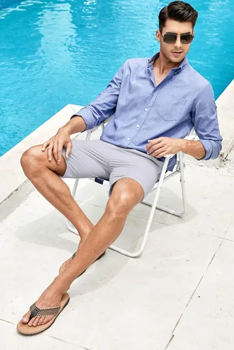 Miniatura 3 de JMIERR Pantalones cortos casuales para hombre, de algodón, con cordón, para verano, playa, tela cruzada, pantalones cortos de golf chinos