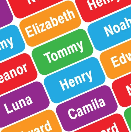 Miniatura 48 de Etiquetas de Nombre Personalizadas para Niños – 60 Etiquetas Impermeables de Pelar y Pegar para Ropa, Cajas de Almuerzo, Botellas de Agua, Bolsas