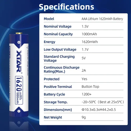Miniatura 2 de XTAR AA AAA Baterías 4pcs 1.5V Batería 4150mWh AA con 4pcs 1620mWh AAA Combo LC8 Cargador de batería (LC8+4 * 4150mWh AA+4 * 1620mWh AAA)