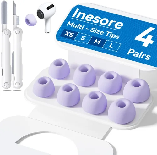 Miniatura 22 de 4 pares de almohadillas transparentes de repuesto para AirPods Pro de 2ª/1ª generación con caja de almacenamiento portátil y bolígrafo limpiador