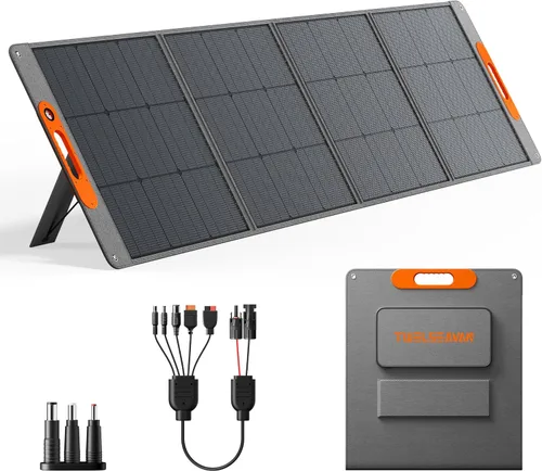 Miniatura 9 de Panel solar portátil de 200 W para estación de energía, cargador de panel solar plegable ETFE de alta eficiencia al 24%, QC3.0, tipo C 60W, salida