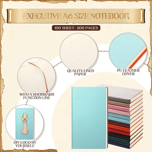 Miniatura 3 de Kosiz 36 cuadernos de bolsillo a granel de 4 x 7 pulgadas, pequeños cuadernos con forro de cuero, mini bloc de notas a rayas para escribir 200