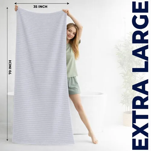 Miniatura 51 de DAN RIVER Paquete de 2 sábanas de baño de 35x70 pulgadas, sábanas de baño jumbo acanaladas para adultos, toallas grandes gruesas y absorbentes