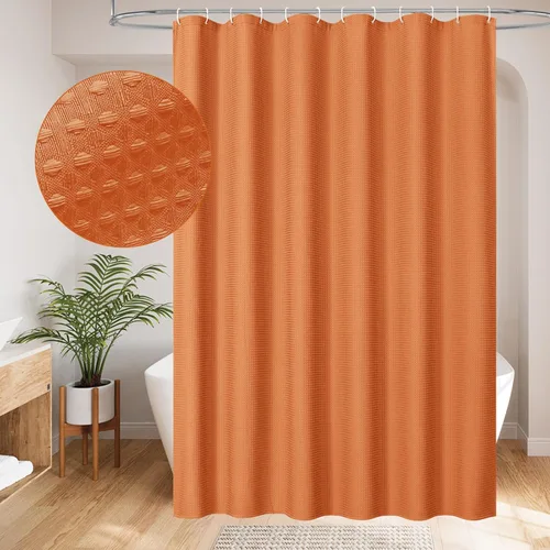 Miniatura 31 de MitoVilla - Cortina de ducha de tela de nido de abeja burdeos, cortinas de ducha con textura de nido de abeja modernas para decoración de lujo