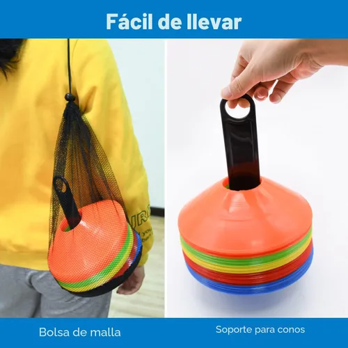 Miniatura 4 de 25/50/100 piezas de conos de disco, conos de agilidad de fútbol con bolsa de transporte y soporte, conos de fútbol para entrenamiento deportivo