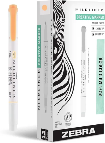 Miniatura 8 de Zebra Pen Mildliner - Resaltador de doble punta, puntas gruesas y finas, Azul