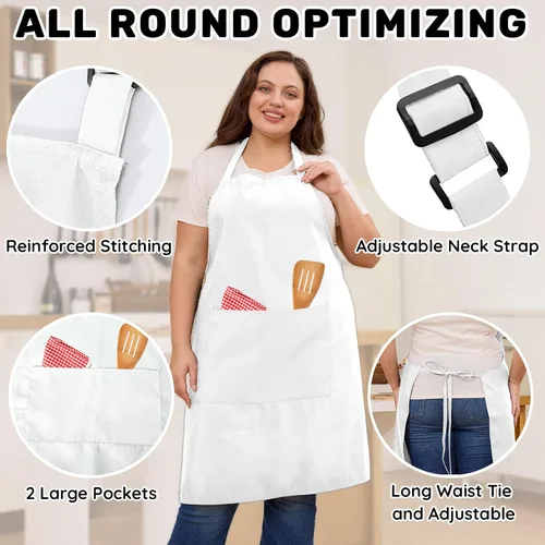 Miniatura 5 de 2 delantales de chef de talla grande, delantal profesional unisex con 2 bolsillos para cocinar, trabajar, hornear (tamaño más grande)