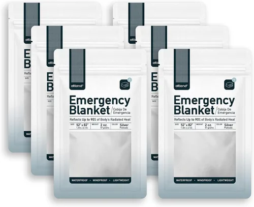 Miniatura 11 de Altland Paquete de 25 mantas de emergencia, mantas reflectantes de calor a granel para kits de supervivencia en invierno, preparación