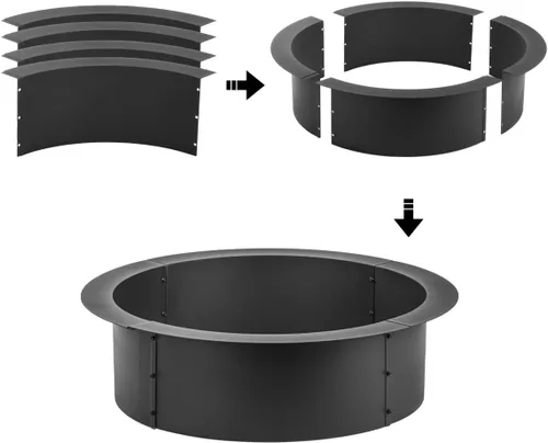 Miniatura 6 de OutVue Anillo para hoguera de 36 pulgadas, anillo para fogata para campamento, hoguera de leña para exteriores, patio, jardín, chimenea al aire libre