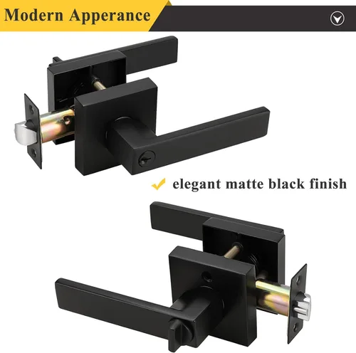 Miniatura 3 de Probrico - Paquete de 4 perillas/manijas para puerta de entrada negras con la misma llave, resistente, estilo contemporáneo, cerradura exterior