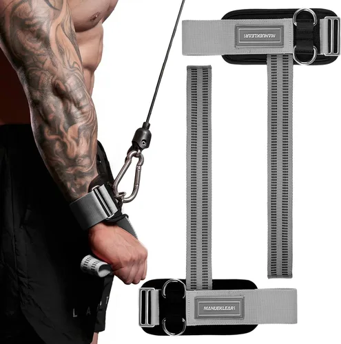 Miniatura 11 de MANUEKLEAR - Correas de muñeca antideslizantes para levantamiento de pesas, correas de levantamiento de pesas con anillos en D para entrenamiento