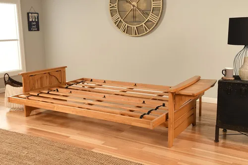 Miniatura 8 de Kodiak Furniture Phoenix - Juego de futón tamaño Queen en acabado de nuez, colchón negro de gamuza Colchón de gamuza negra