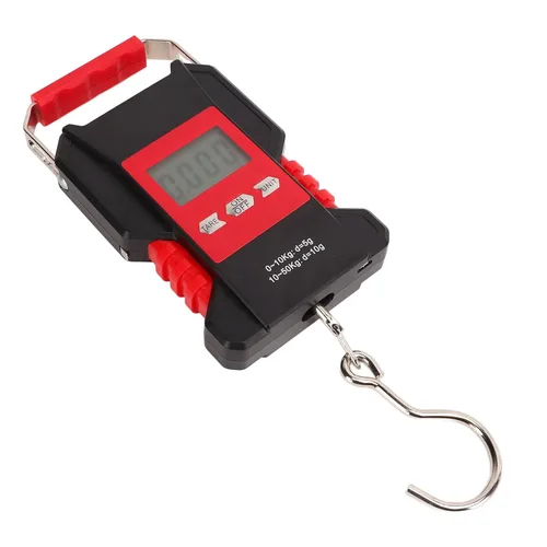 Miniatura 9 de Escala colgante digital de 0.0-110.2 lbs Mini grúa de mano con pantalla LED Escala de peso de pescado con gancho en forma de S para transporte