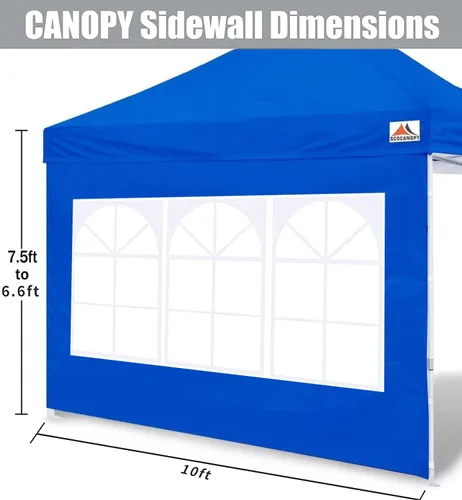 Miniatura 2 de SCOCANOPY Pared lateral con ventana para marco de toldo de 10x10, solo 2 piezas de paredes laterales, azul