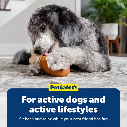 Miniatura 6 de PetSafe Busy Buddy Chompin' - Juguete de pollo para perros, reduce el aburrimiento, anillos de cuero crudo natural, goma sin BPA, apto