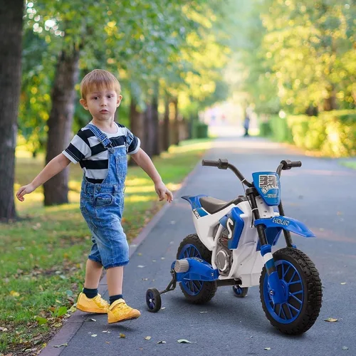 Miniatura 2 de Aosom Motocicleta para niños de 12V con neumáticos con banda de rodadura, bicicleta eléctrica de velocidad máxima de 5 mph para niños, motocicleta
