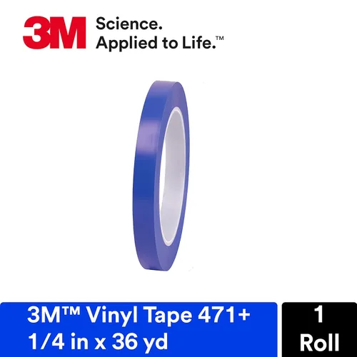 Miniatura 2 de Cinta de vinilo color índigo 3M 471+ PN2510, empacado de forma conveniente (empaque de 1 unidad), Azul, 1