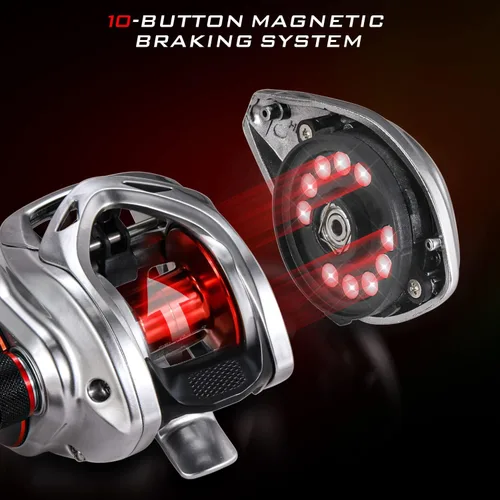 Miniatura 3 de Sougayilang Carrete de baitcasting – Marco de grafito ligero – 9 + 1 rodamientos de bolas anti-reversa, carrete de pesca de alta velocidad 8.0:1