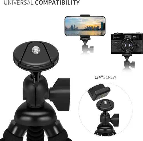 Miniatura 4 de ZTON trípode flexible para teléfono celular pequeño, montaje para teléfono celular ajustable, soporte Octopus universal para iPhone, Samsung, cámara