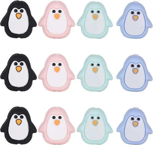 Miniatura 15 de 12 cuentas focales de silicona de animales para hacer llaveros con cuentas focales de ciervos para bolígrafos, pulseras de bricolaje, manualidades