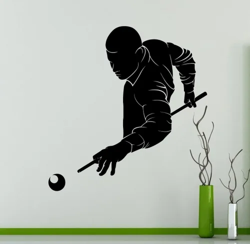 Adhesivo de pared para jugador de billar, juego deportivo, pegatina de vinilo para decoración del hogar, ideas de habitación, interior, arte de