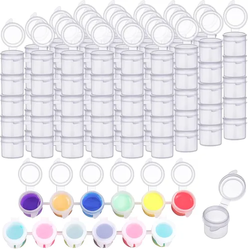 YGAOHF 120 macetas de pintura con tapas, 0.2 fl oz/0.17 onzas, macetas grandes vacías con tapas, contenedor de pintura acrílica fácil de abrir, 20
