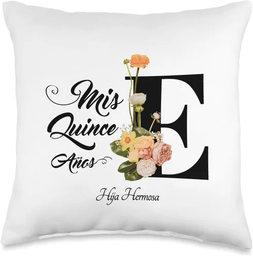 Miniatura 5 de Quinceañera Apparel Mis Quince Años Quinceañera - Almohada con letra E inicial, 18 x 18 pulgadas, multicolor