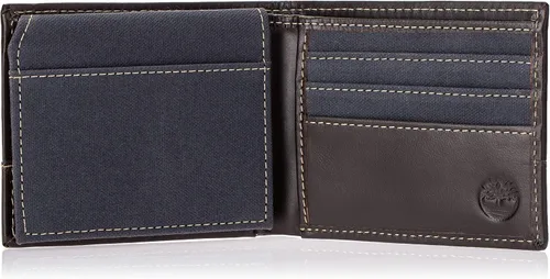 Miniatura 5 de Timberland Cartera de lona de cuero Baseline para hombre con bolsillo abatible adjunto