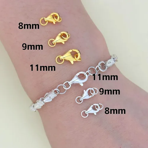 Miniatura 4 de Cierre de garra de langosta de plata esterlina 925 chapada en oro de 14K con anillos de salto cerrados, cierres y broches de collar adecuados