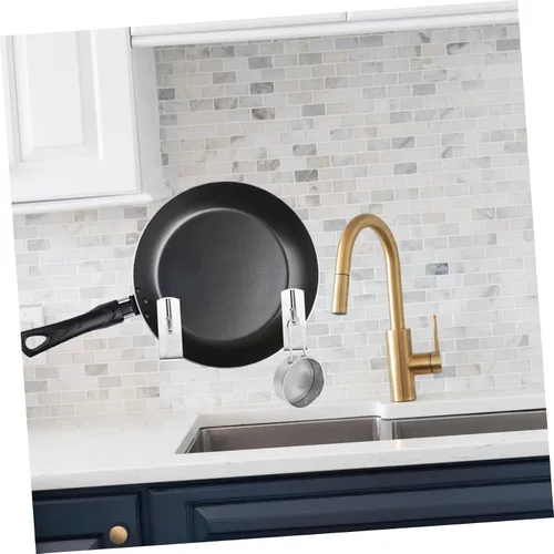 Miniatura 7 de Housoutil Organizador moderno de montaje en tapa de olla para cocina pequeña, gancho de metal, 2 piezas, superficie lisa