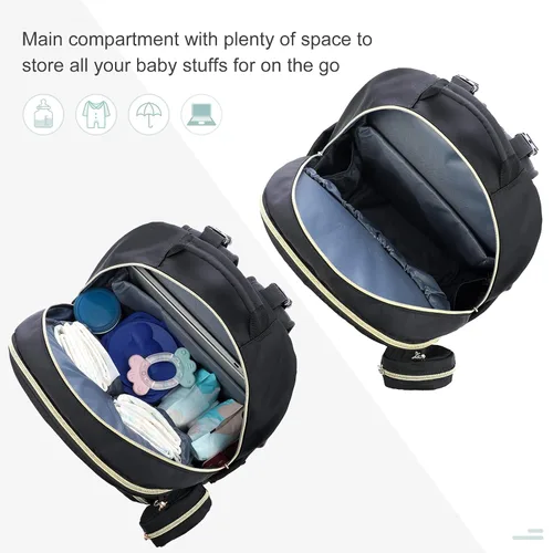 Miniatura 7 de LOVEVOOK - Mochila para pañales con funda acolchada, bolsa para bebé con cambiador y portachupete, bolsas de pañales impermeables para viajes