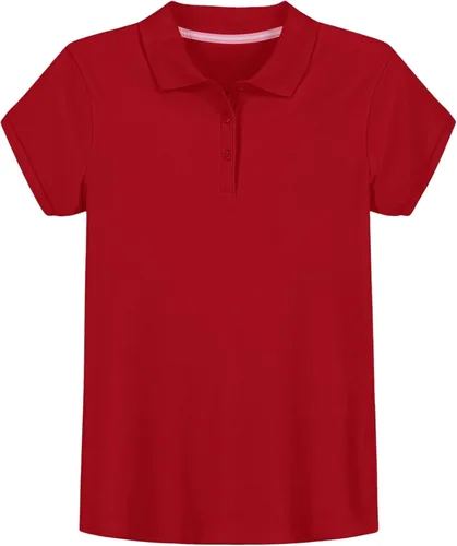 Miniatura 6 de IZOD - Camiseta de manga corta para uniforme escolar de niñas, cierre de botones, tejido entrelazado cómodo y suave