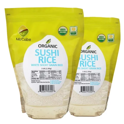 Miniatura 18 de McCabe Arroz dulce orgánico – Arroz pegajoso glutinoso Arroz orgánico sin gluten y sin OGM rico en fibras y minerales Certificado orgánico USDA