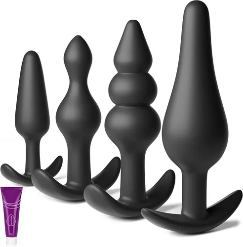 Juego de enchufe anal para principiantes, 4 formas de silicona para los glúteos, juguete sexual para entrenamiento anal, juguete sexual para adultos
