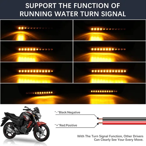 Miniatura 3 de Espejo lateral retrovisor LED de motocicleta negro con señal de giro de agua que fluye para Sportster Softail Dyna Electra Glide y más