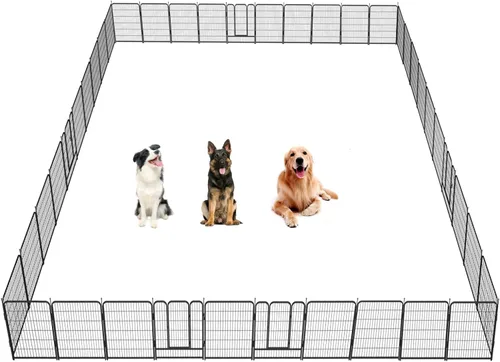 Miniatura 9 de Corralito para perros, 32/40/45 pulgadas de altura resistente, plegable para interiores y exteriores antioxidante, cerca de ejercicio para perros