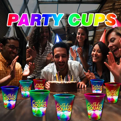 Miniatura 5 de mishunyus Paquete de 24 tazas de cumpleaños brillantes de 16 onzas – Vasos de fiesta reutilizables iluminados para cumpleaños de adultos 21, 30, 40