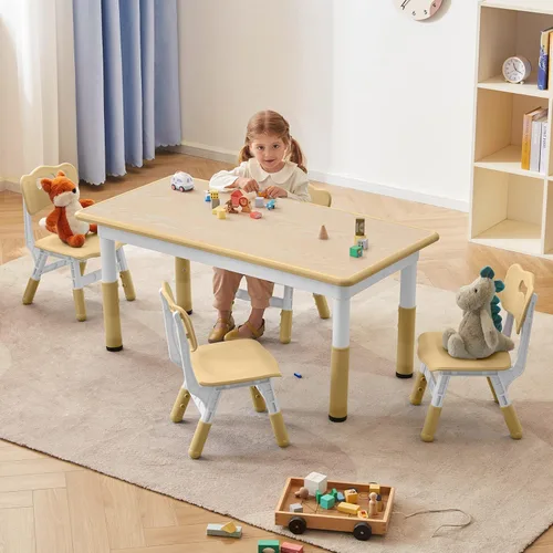 DOREROOM Juego de mesa y sillas para niños pequeños, 47.2 pulgadas de largo x 23.6 pulgadas de ancho, juego de mesa y sillas de estudio para niños,