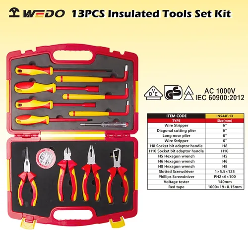 Miniatura 2 de WEDO VDE - Juego de herramientas aisladas de 1000 V, 13 piezas, herramientas de seguridad para electricistas con alicates, destornilladores