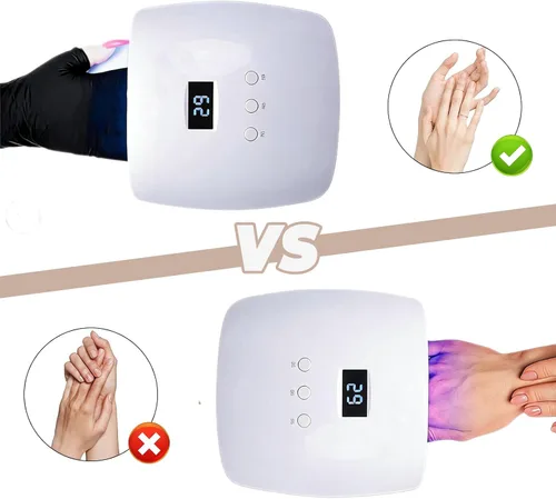 Miniatura 5 de Guantes UV para manicura de gel, guantes de protección UV para manicura, tela de sensación fresca para lámpara de uñas de gel, anti luz UV, negro