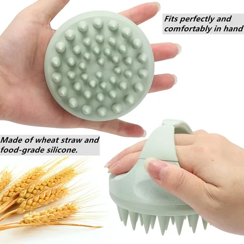 Miniatura 3 de BTYMS - Cepillo de champú y masajeador de cuero cabelludo de silicona, cepillo exfoliante para la cabeza - Verde